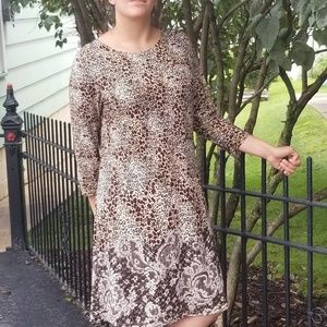 Effortless Style Leopard Print Long Sleeve Dress
